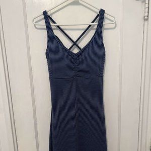 Prana Purplish/Blue and Black Striped Strappy Back Athletic Dress Stretch Size M